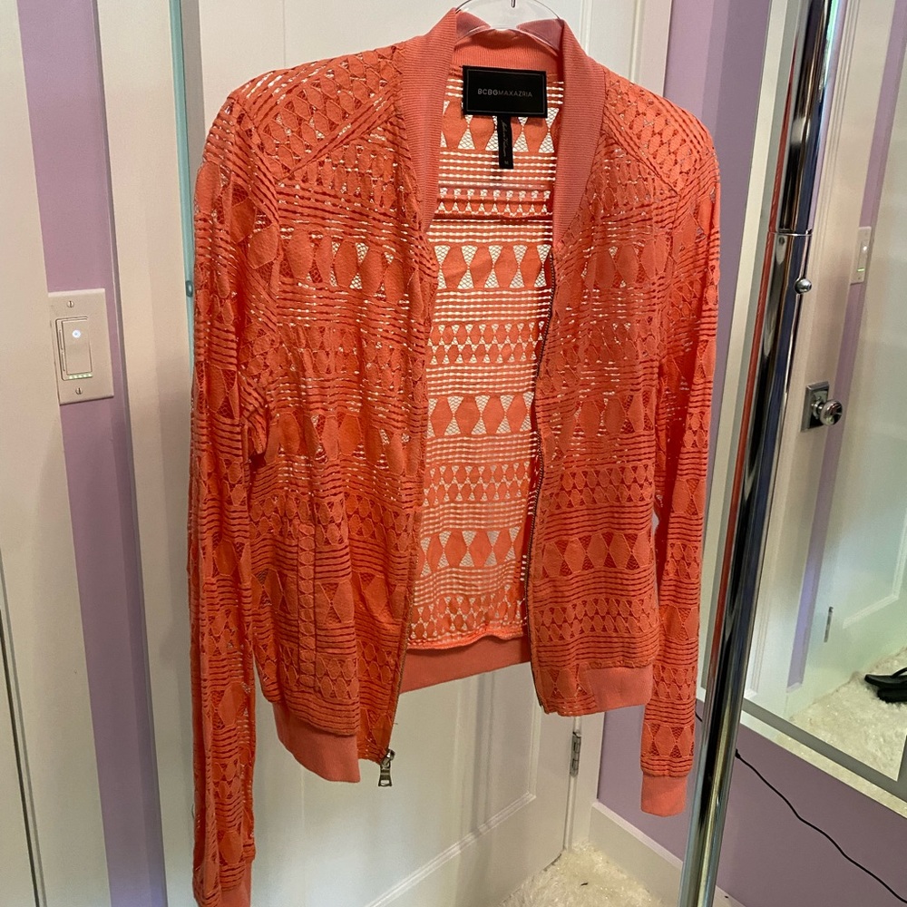 Peach Colored Bcbg Patterned Mesh Jacket - image 2